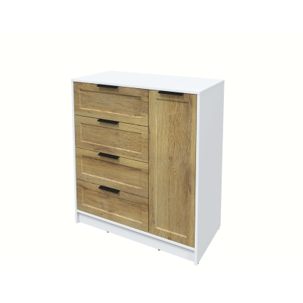 Тумба Тренд КТ-Т90 (Белый платинум ЛДСП/ Дуб вотан ЛМДФ) Ш900 В1020 Г451